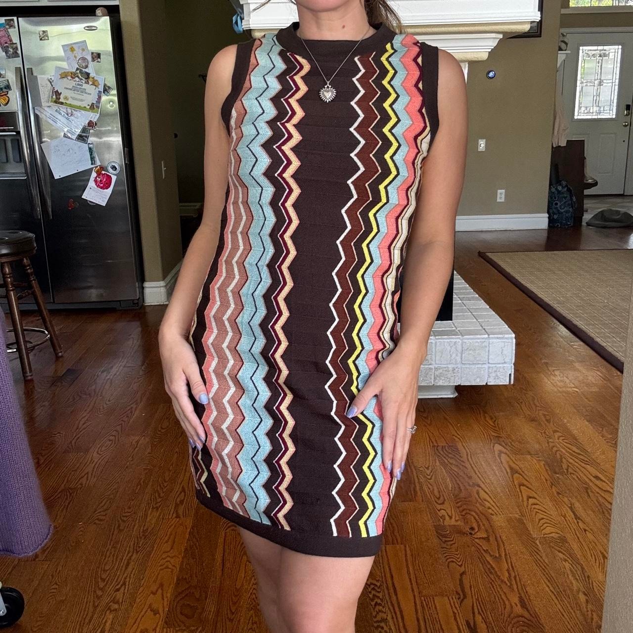 Missoni For Target High Neck Knit Zig Zag Mini Dress Retro Funky Fall Xs